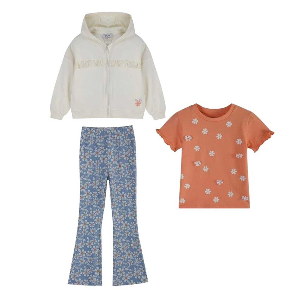 Be You Toddler Floral Hoodie And Leggings Set / White